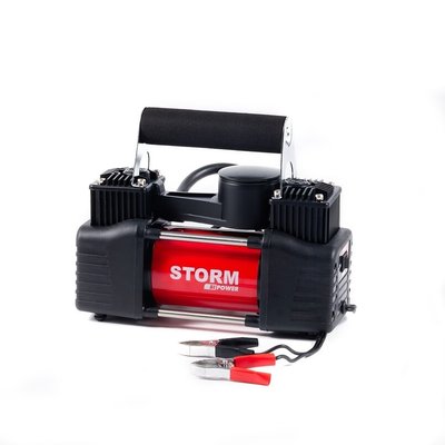 Автомобильный компрессор для шин 17 R Storm Bi-Power 2-цилиндровый с зажимами АКБ 10 Атм 85 л/мин 360 Вт (2040 20400 фото