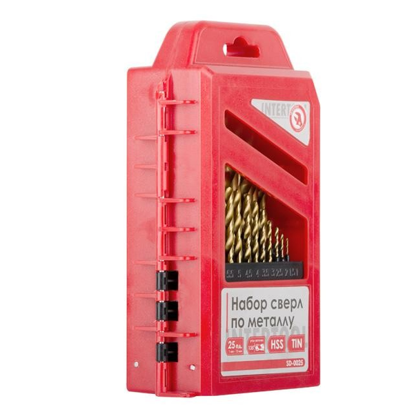 Качественный набор сверл по металлу HSS 25 шт (1.0-13.0), покрытие Ti INTERTOOL SD-0025 SD-0025 фото