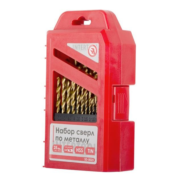 Качественный набор сверл по металлу HSS 25 шт (1.0-13.0), покрытие Ti INTERTOOL SD-0025 SD-0025 фото