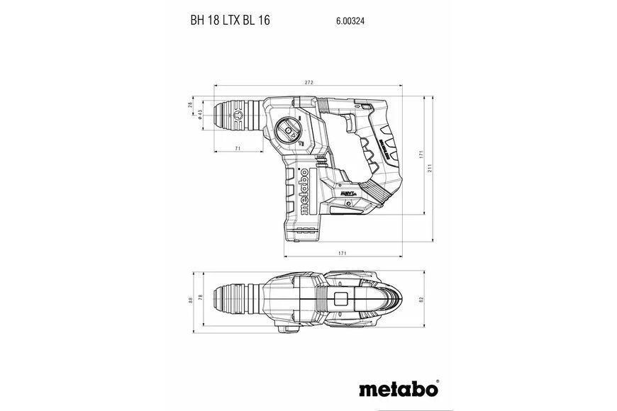 Купити Потужний акумуляторний перфоратор Metabo Powermaxx BH 12 BL 16 : з АКБ 12V 2шт-4.0 Ач, 1.3 Дж (600207850) в Україні у Tools Store