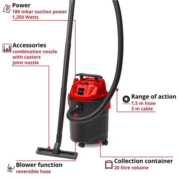 Пылесос строительный Einhell TC-VC 1820 (2342480) 2342480 фото