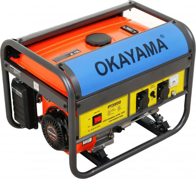 Потужний бензиновий генератор (електрогенератор) OKAYAMA PT-3800 : 3.2/3.5 кВт, 1 фаза, 4-тактний, мідна обмотка PT-3800 фото