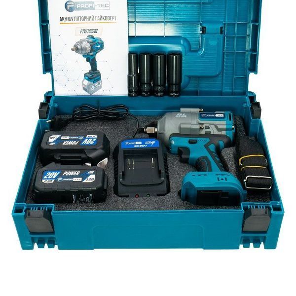 Купити Гайкокрут акумуляторний PROFI-TEC PTW1003BL (2акум.20В 4Аг/зарядний/кейс) в Україні у Tools Store