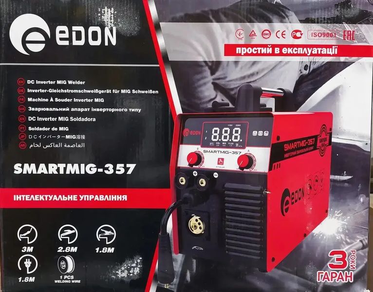 Мощный полусварочный сварочный Edon SmartMIG-357(2 в 1 MIG + MMA) : 5.3 кВт, 10-357 Ампер SmartMIG-357 фото