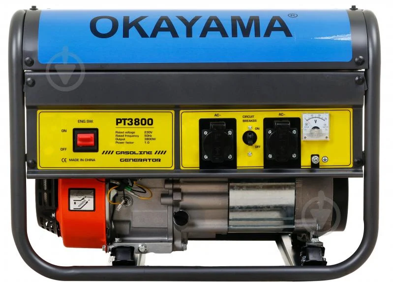 Мощный бензиновый генератор (электрогенератор) OKAYAMA PT-3800: 3.2/3.5 кВт, 1 фаза, 4-тактный, медная обмотка PT-3800 фото