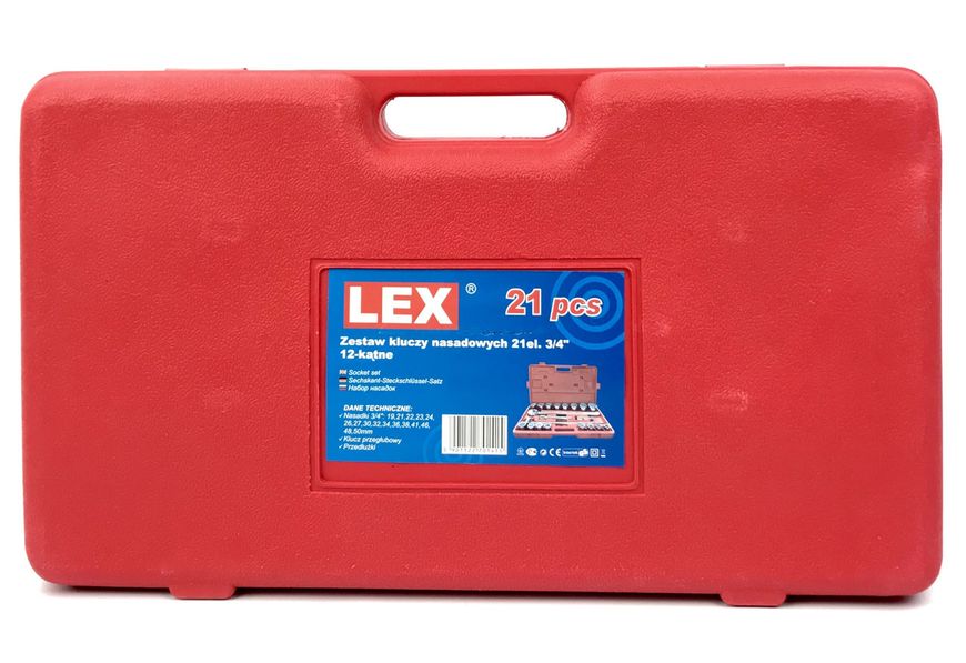 Набір головок і комплектуючих для грузових машин LEX 21шт. 12 гр 3/4" (19 - 50 мм) LXSS-2112PT фото