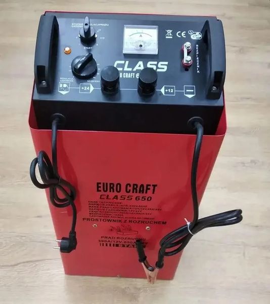 Пуско-зарядний пристрій Euro Craft CLASS 650 : Ток 650А Вольтаж 12/24В Ємність акумулятора 60-1550А*год Польща CLASS 650 фото