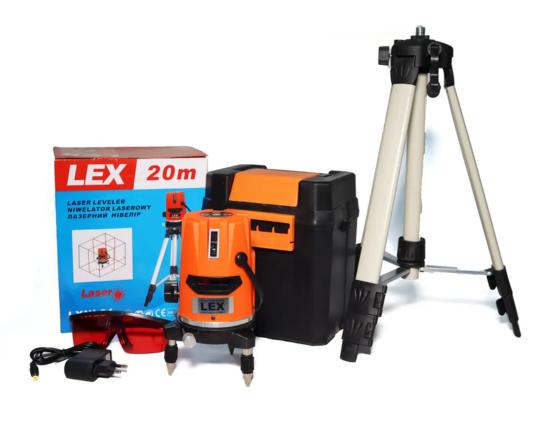 Качественный лазерный (нивелир) уровень Lex LXNL01 + штатив : диапазон 20 м, 5 линий – 6 точек, вес 1 кг LXNL01 фото