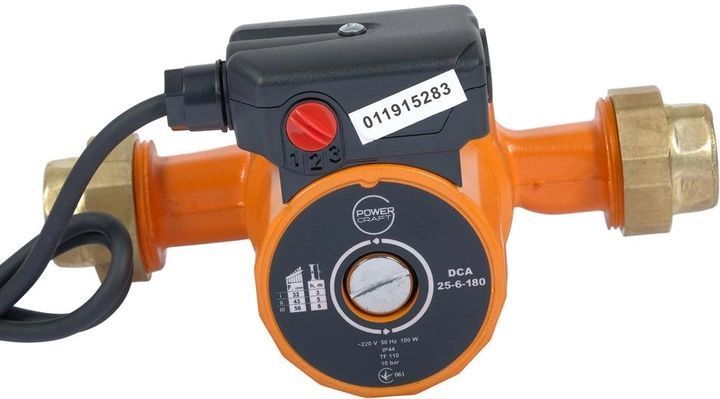 Купити Потужний насос циркуляційний Powercraft DCA 25-6-180 (81231N) : 0.1 кВт, висота подачі 6 м,56 л/хв, тиск 9.8 барів в Україні у Tools Store