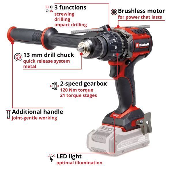Купити Шурупокрут акумуляторний EINHELL TP-CD 18/120 Li i BL-Solo в Україні у Tools Store