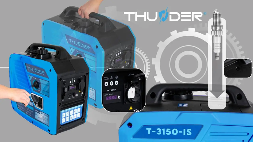 Професійний генератор инверторный THUNDER Т-3150-ІS : 2.5/2.8 кВт, ручний запуск, однофазний, двигун 5.5 л.с. Т-3150-ІS фото