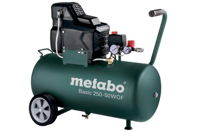 Безмасляный компрессор Metabo Basic 250-50 W OF (601535000): ресивер 50л, 220 л/мин., 1,5 кВт, 8 бар, 29 кг 601535000 фото