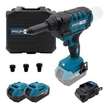 Купити Заклепочник акумуляторний PROFI-TEC PRG1020 006750 (2акум.20В 4Аг/зарядний/кейс) в Україні у Tools Store