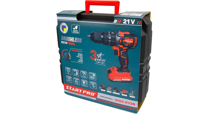 Купити Акумуляторний шуруповерт START PRO SCD2-21/2В BRUSHLESS: Li-ion,В. 21; А * год. 2.6 в Україні у Tools Store