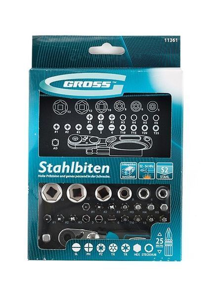 Набор бит и головок торцевых Gross 1/4" 26 шт. 11361 11361 фото