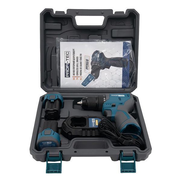 Шуруповерт аккумуляторный PROFI-TEC PPCD5516 (2акум.16В 2Ач/зарядный/кейс) 007152 фото