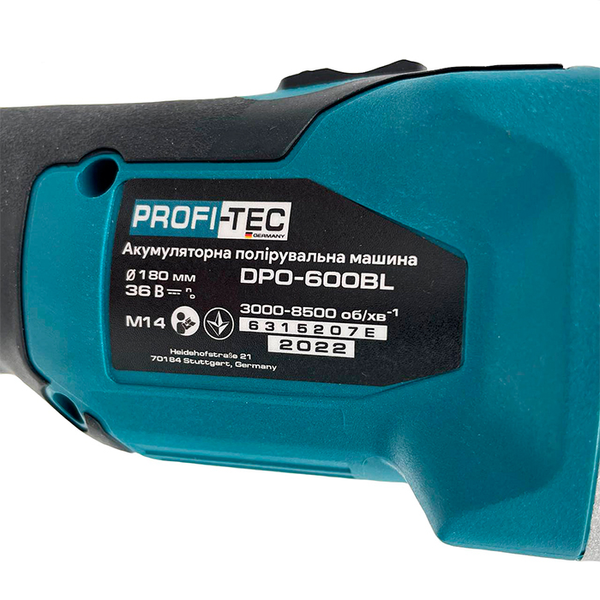 Полировочно-шлифовальная аккумуляторная машина PROFI-TEC DPO600BL POWERLine: 36V, 2шт х 5.0 Aч + ЗУ, 8500 об/м DPO600BL фото