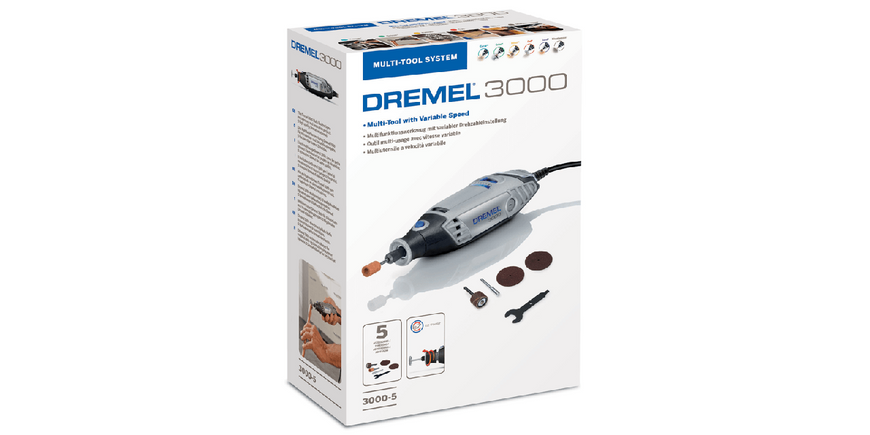 Купити Багатофункціональний інструмент (гравер) Dremel 3000 - 5: 130 Вт, 5 насадок, 33000 об/хв. (F0133000JX) в Україні у Tools Store