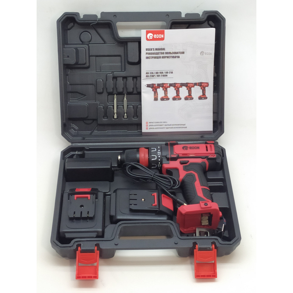 Купити Акумуляторний шуруповерт Edon AD-21AUN : 21V, 2 Аh, 1450 об/хв, 30 Нм, 2 акумулятора, зарядне, кейс в Україні у Tools Store
