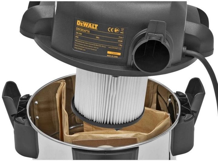Профессиональный промышленный пылесос DeWALT DXV30SAPTA-QT : 750 Вт, 30 л, 2400 л/мин DXV30SAPTA фото