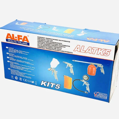 Якісний набір для пневмоінструменту AL-FA KIT-5 ALATK5 : кількість в наборі інструментів 5 шт ALATK5 фото