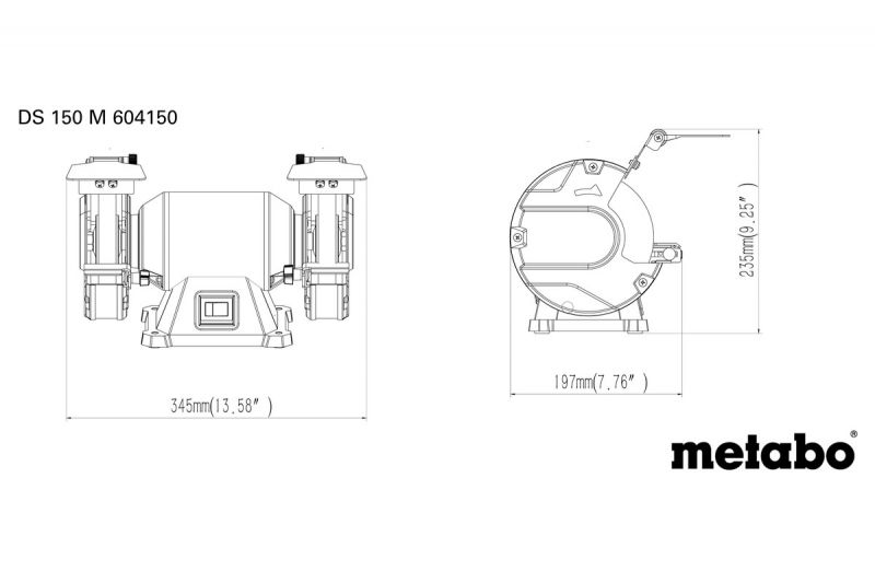 Професійне точило для заточки Metabo DS 150 M : 370 Вт, диск 150х20х20 мм, 2980 об/хв., 1,5 Нм, верстат 604150000 фото