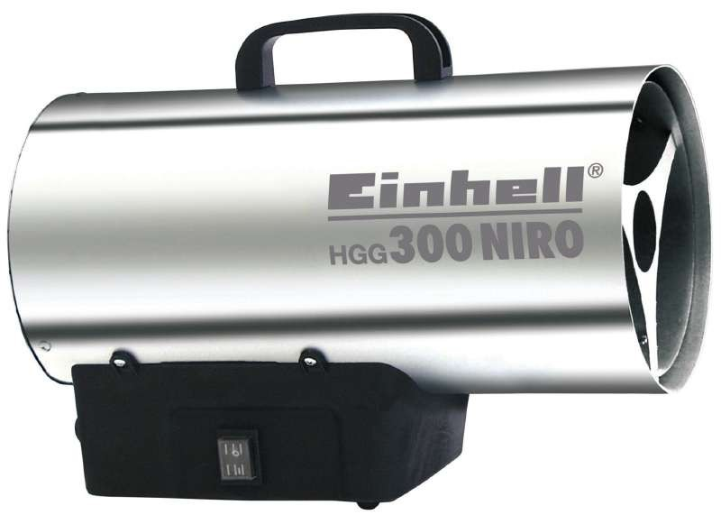 Мощный обогреватель газовый Einhell HGG 300 Niro: с АКБ 18V 2.5Ah, 30кВт, 1.5 бар, расход воздуха 1000 м3/ч 2330910, 4512097 фото