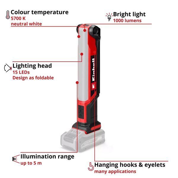 Купити Ліхтар акумуляторний Einhell TE-CL 18/1000 S Li-Solo (18В/каркас) в Україні у Tools Store