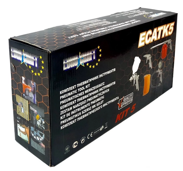Якісний набір пневмоінструменту Euro Craft (ECATK5) : кількість в наборі інструментів 5 шт ECATK5 фото
