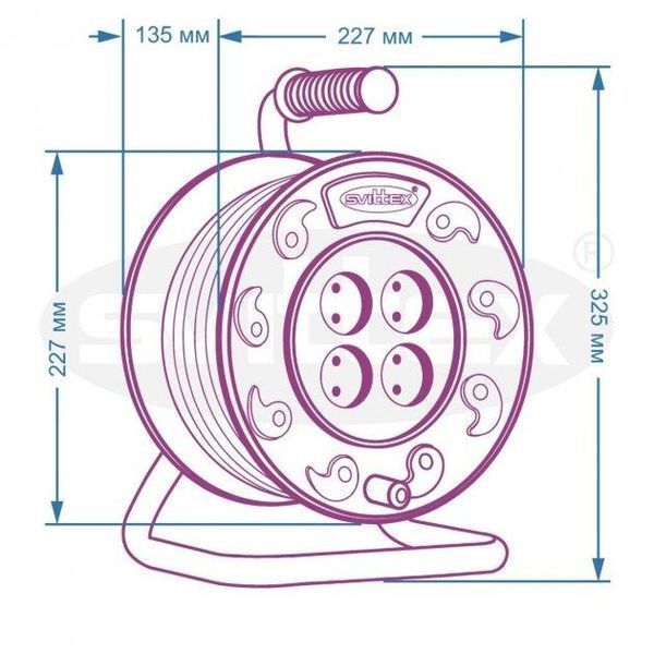 Качественный удлинитель на катушке для сада с термозащитой SVITTEX SV-007 50м 2х1,5мм электрический удлинитель SV-007 фото