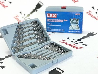 Набір рожково-накидних ключів з тріскачкою на кардане 12 шт LEX LXWS12RF 1138 фото