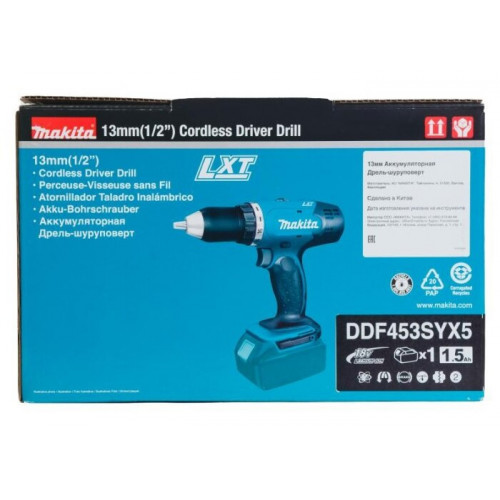 Купити Акумуляторний дриль-шуруповерт MAKITA DDF453SYX5;18 В/1.5 Ач, Li-ion в Україні у Tools Store