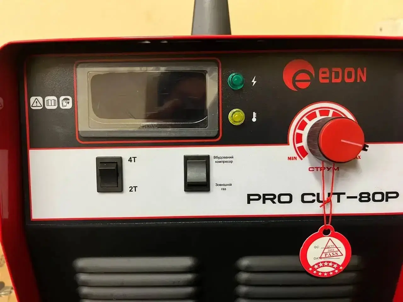 Потужний плазморіз Edon PRO CUT-80P : 8.5 кВт, струм 80 А, ККД 85%, товщина різу 30мм, зі вбудованим компресором PRO CUT-80P фото