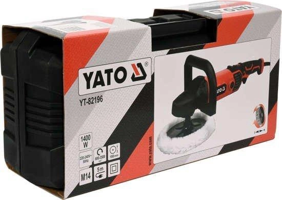 Мощная полировочная машина Yato YT-82196 : 1400 Вт, 35000 об/мин, круг 180 мм, липучка (YT-82196) YT-82196 фото