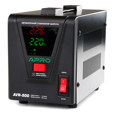 Стабилизатор напряжения релейный APRO AVR-500 : 400 Вт, релейный, Led-дисплей, вес 2.15 кг AVR-500 фото