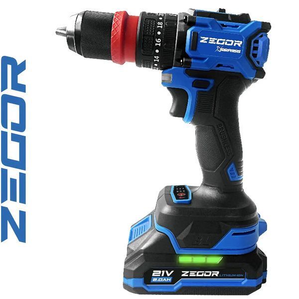 Шуруповерт аккумуляторный ZEGOR CDAX-21BLHQ (2акум.21В 2Ач/зарядный/кейс/ударный/съемный патрон) CDAX-21BLHQ фото