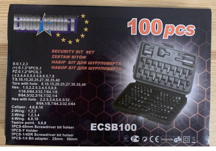 Набір біт Euro Craft ECSB100 : 100 шт ECSB100 фото