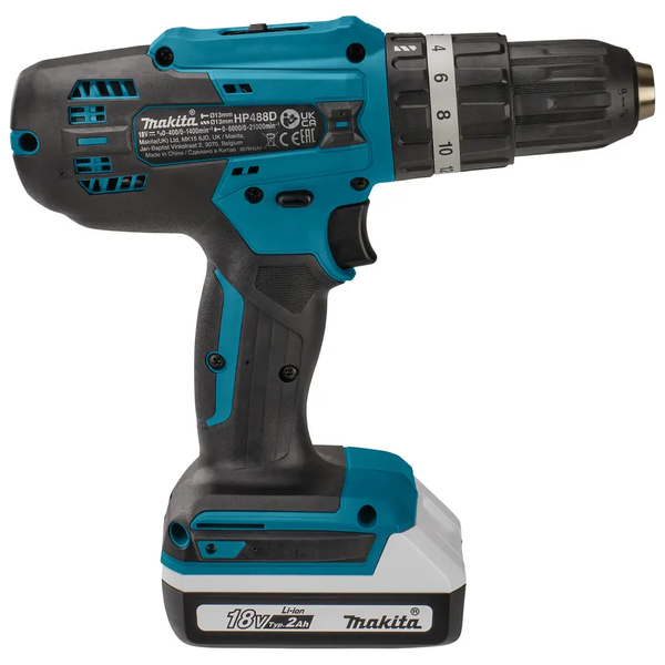 Купити Дрель-шуруповерт аккумуляторная ударная Makita HP488DWAE : з АКБ 2 шт 18V 1,5 Аh в Україні у Tools Store