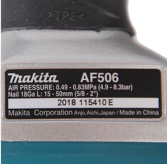 Гвоздезабиватель пневматический степлер для гвоздей (нейлер) Makita AF506 : 15-50мм пневмостеплер для гвоздей AF506 фото