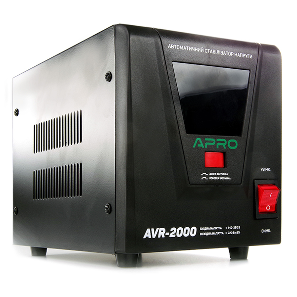 Стабилизатор напряжения релейный APRO AVR-2000 : 1600 Вт, релейный, Led-дисплей, вес 5 кг AVR-2000 фото