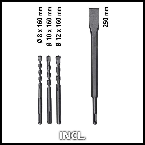 Купити Потужний електричний перфоратор Einhell TC-RH 620 4F Kit : 620 Вт, 2.2 Дж, 1250 об/хв, 5200уд/хв в Україні у Tools Store