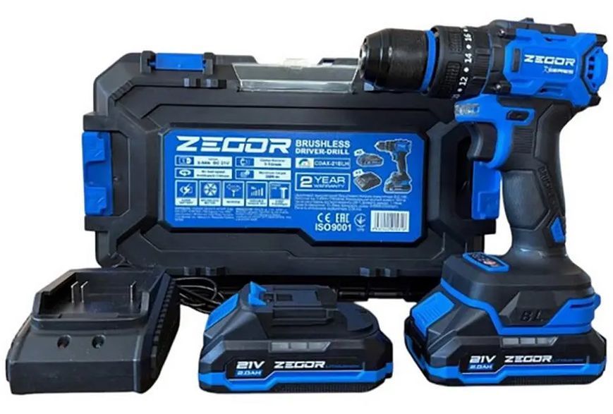 Шуруповерт аккумуляторный ZEGOR CDAX-21BLH (2акум.21В 2Ач/зарядный/кейс/ударный) CDAX-21BLH фото