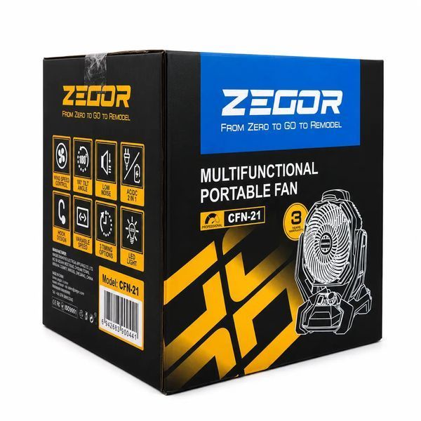 Вентилятор аккумуляторный ZEGOR CFN-21 (21В/каркас/гибридный) CFN-21 фото