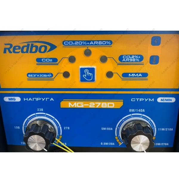 Потужний зварювальний напівавтомат Redbo MG-278D : 4.2 кВт, 20 - 278 А, електрод 1.6 - 4.0 мм, дріт 0.6-1.0 MG-278D фото