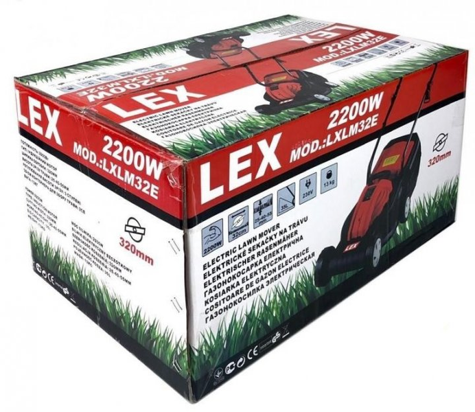 Професійна газонокосарка електрична LEX LXLM32E асинхронний двигун: 2200 Вт, ширина скошування 320 мм, вага 13 кг LXLM32E фото