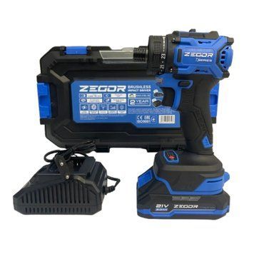 Купити Шурупокрут акумуляторний імпульсний ZEGOR IDAX-21BL-50 (1акум.21В 2Аг/зарядний/50Нм) в Україні у Tools Store