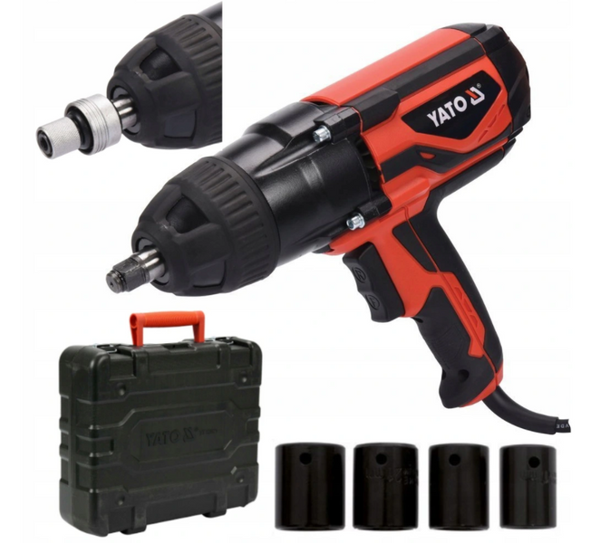 Купити Гайковерт ударний YATO 1/2" 1020 Вт, 600 НМ 2600 об/хв + 4 головки і кейс в Україні у Tools Store