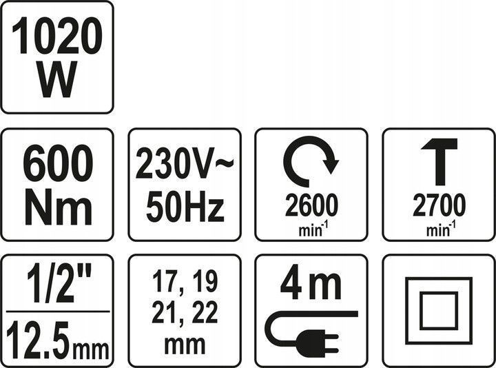 Купити Гайковерт ударний YATO 1/2" 1020 Вт, 600 НМ 2600 об/хв + 4 головки і кейс в Україні у Tools Store