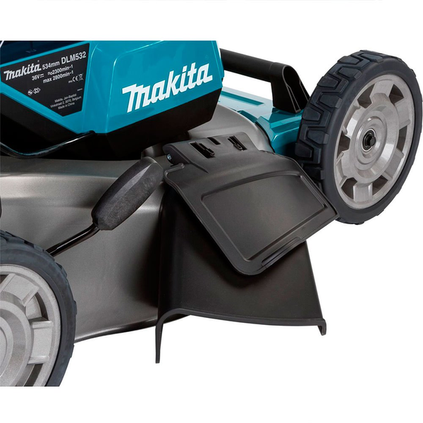 Професійна газонокосарка акумуляторна Makita DLM532PT4 : 18 В акумулятор 4 шт на 5 Ач + зарядка DC18RD DLM532PT4 фото