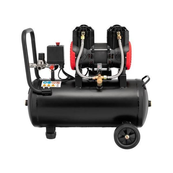Купити Масляний повітряний компресор INTERTOOL PT-0029 : 24л, 1,1кВт, 8бар, 200 л/хв, безсмасляний, 2 циліндра в Україні у Tools Store
